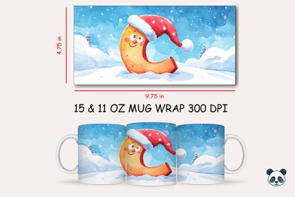 Christmas Baby Letter C Mug Wrap for Crafts and Graphics