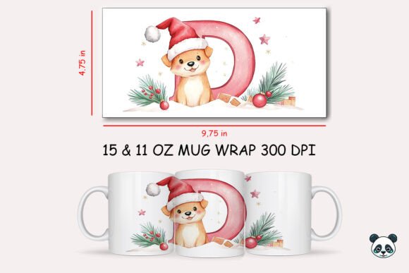 Christmas Baby Letter D with Dog Mug Wrap 3 Graphics and Crafts Review