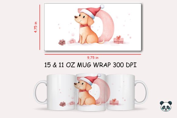 Christmas Baby Letter D with Dog Mug Wrap Graphics and Crafts