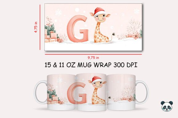 Christmas Baby Letter G with Giraffe Mug Wrap 3 Graphics and Crafts