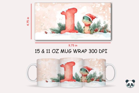Christmas Baby Letter I with Iguana Mug Wrap 1 Graphics and Crafts