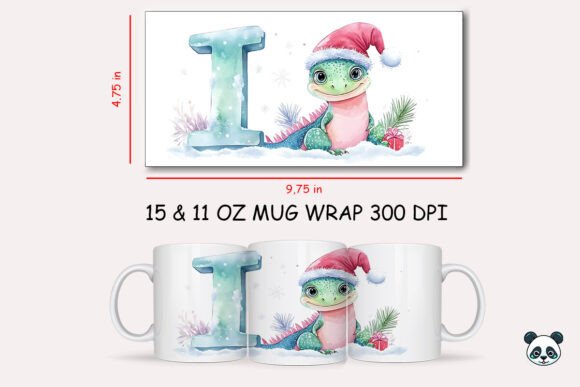 Christmas Baby Letter I with Iguana Mug Wrap 2 Graphics and Crafts