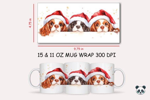 Christmas Cavalier King Charles Spaniel Mug Wrap 1: A Seasonal Graphic Design Asset for Creative Publishers