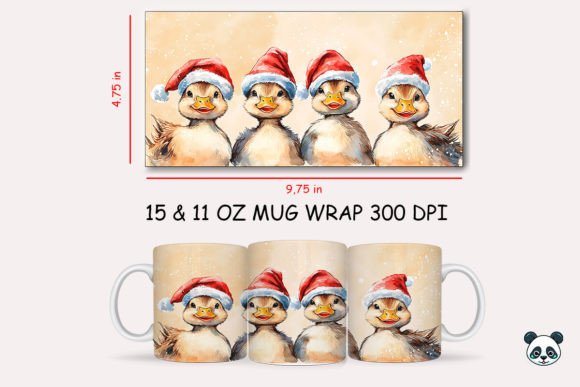Christmas Duck Mug Wrap Graphics for Crafts & Seasonal Projects