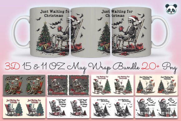 Christmas Funny Skeleton Mug Wrap Bundle: Graphics for Crafts