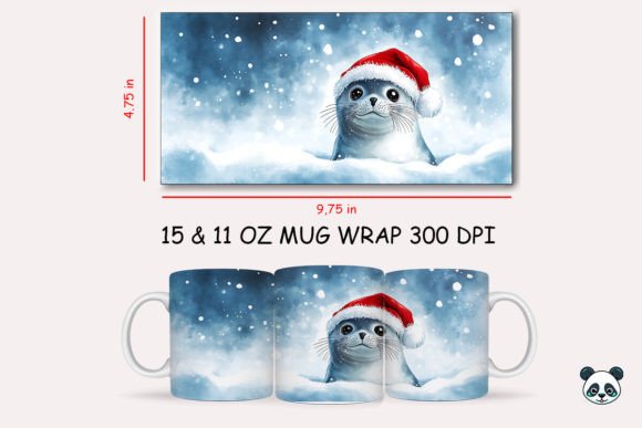 Christmas Harp Seal Mug Wrap 1: A Festive Graphic for Crafts and Merch