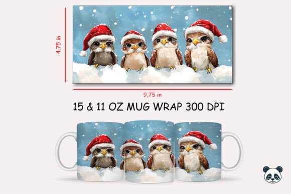 Christmas Hawk Mug Wrap: A Festive Graphic Design Asset for Crafts and Merch