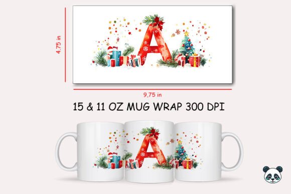 Christmas Letter A Mug Wrap Sublimation for Crafts and Graphics