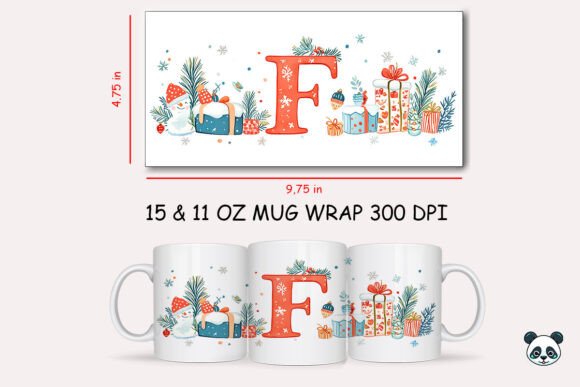 Christmas Letter F Mug Wrap Sublimation: A Festive Graphic Design Asset for Local Businesses