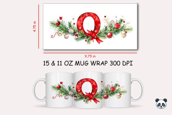 Christmas Letter Q Mug Wrap Sublimation: A Festive Graphic Design Asset for Crafters