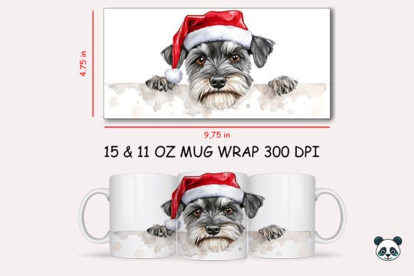 Christmas Miniature Schnauzer Mug Wrap: A Festive Graphic Asset for Crafts and Design Projects
