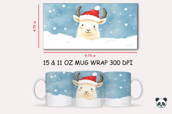 Christmas Mountain Goat Mug Wrap: A Versatile Graphic Design Asset for Crafts and Branding