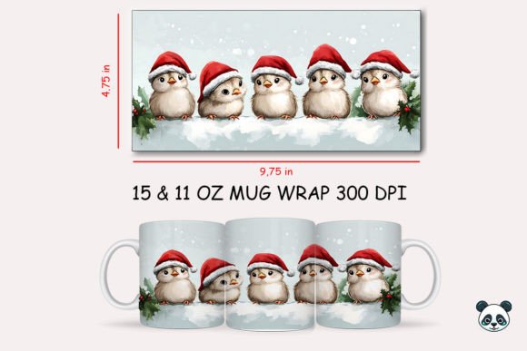 Christmas Quail Mug Wrap: A Festive Graphic Design Asset for Crafts