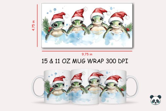 Christmas Sea Turtle Mug Wrap: A Festive Graphic Design Asset for Crafts and Local Brands