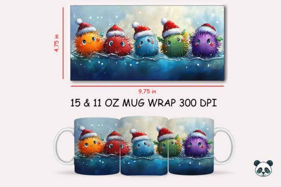 Christmas Sea Urchin Mug Wrap 2: A Seasonal Graphic Design Asset for Content Creators