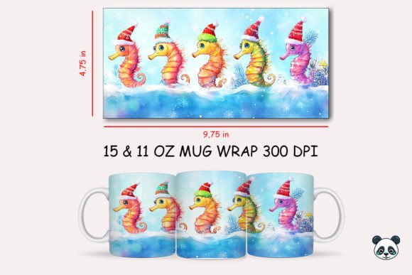 Christmas Seahorse Mug Wrap Graphics for Crafters