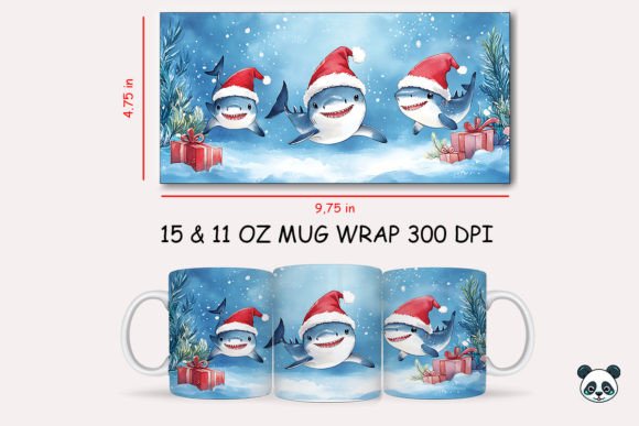 Christmas Shark Mug Wrap: A Graphic Design Asset for Seasonal Blog and Website Content