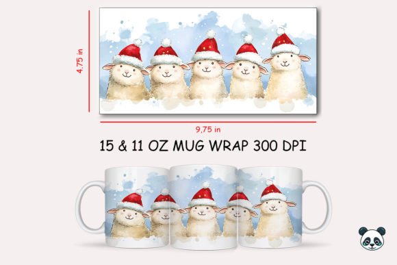 Christmas Sheep Mug Wrap 2: A Festive Graphic Design Asset for Local Crafts and Branding