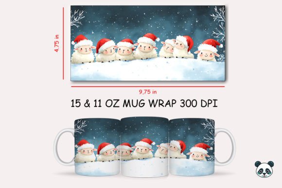 Christmas Sheep Mug Wrap: A Festive Graphic Design Asset for Crafts and Merch
