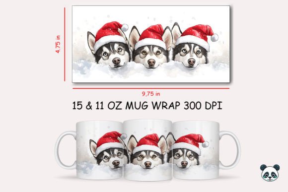 Christmas Siberian Husky Mug Wrap 1: A Festive Graphic Design Asset for Local Crafts