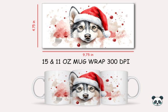 Christmas Siberian Husky Mug Wrap Graphics & Crafts