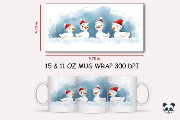 Christmas Snow Goose Mug Wrap 1: A Festive Graphic for Crafts and Graphics