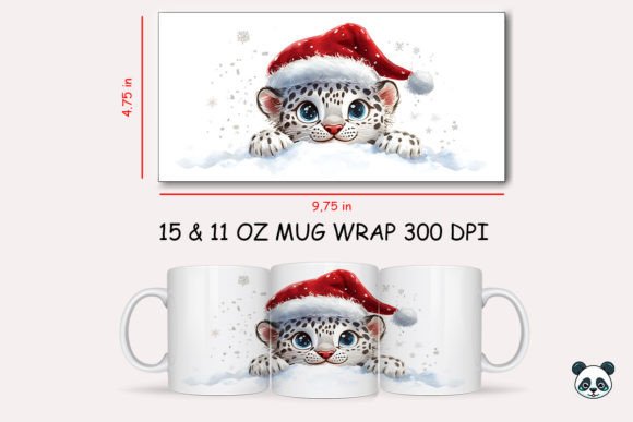 Christmas Snow Leopard Mug Wrap: A Graphic Design Asset for Seasonal Branding
