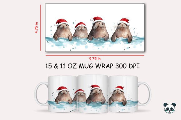 Christmas Walrus Mug Wrap 3: A Festive Graphic Asset for Crafts and Merchandise