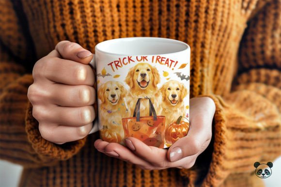 Golden Retriever Trick or Treat 3D Mug Wrap 1 Graphics and Crafts