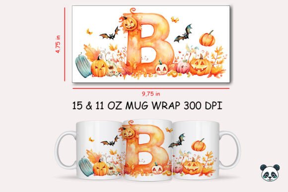 Halloween Letter B Mug Wrap Sublimation 2 Graphics