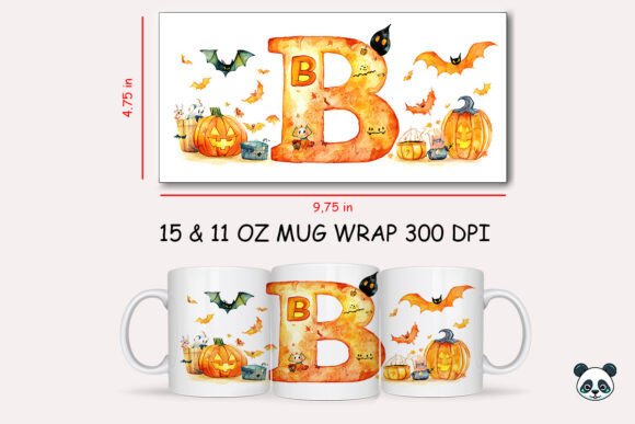 Halloween Letter B Mug Wrap Sublimation 3 Graphics and Crafts