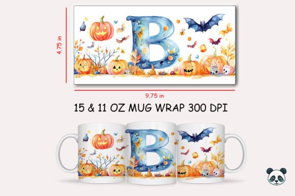 Halloween Letter B Mug Wrap Sublimation Graphics and Crafts