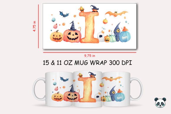 Halloween Letter I Mug Wrap Sublimation Graphics
