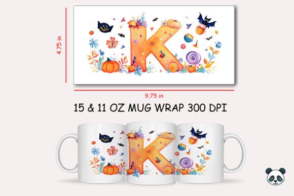 Halloween Letter K Mug Wrap Sublimation 1 Graphics and Crafts