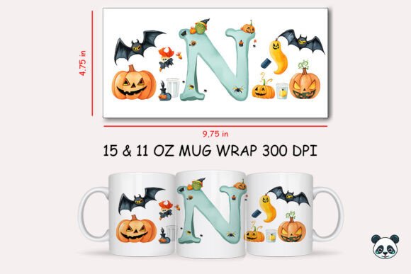 Halloween Letter N Mug Wrap Sublimation 1 Graphics