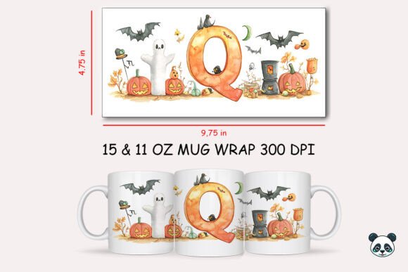 Halloween Letter Q Mug Wrap Sublimation 1 Graphics and Crafts
