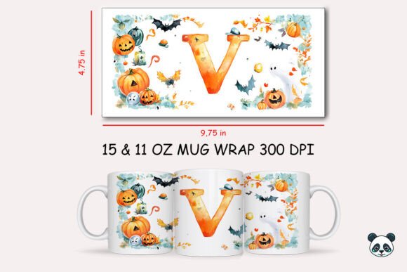 Halloween Letter V Mug Wrap Sublimation Graphics and Crafts