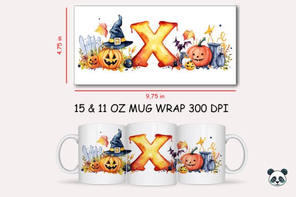 Halloween Letter X Mug Wrap Sublimation 1 Graphics and Crafts