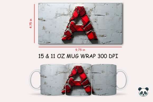 Red Plaid 3D Letter a Mug Wrap Graphics and Crafts Review